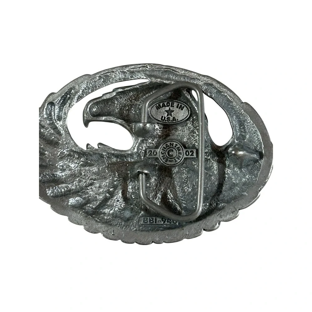 Turquoise Coral Eagle Biker Veteran Native American 2002 Vintage‎ Belt Buckle